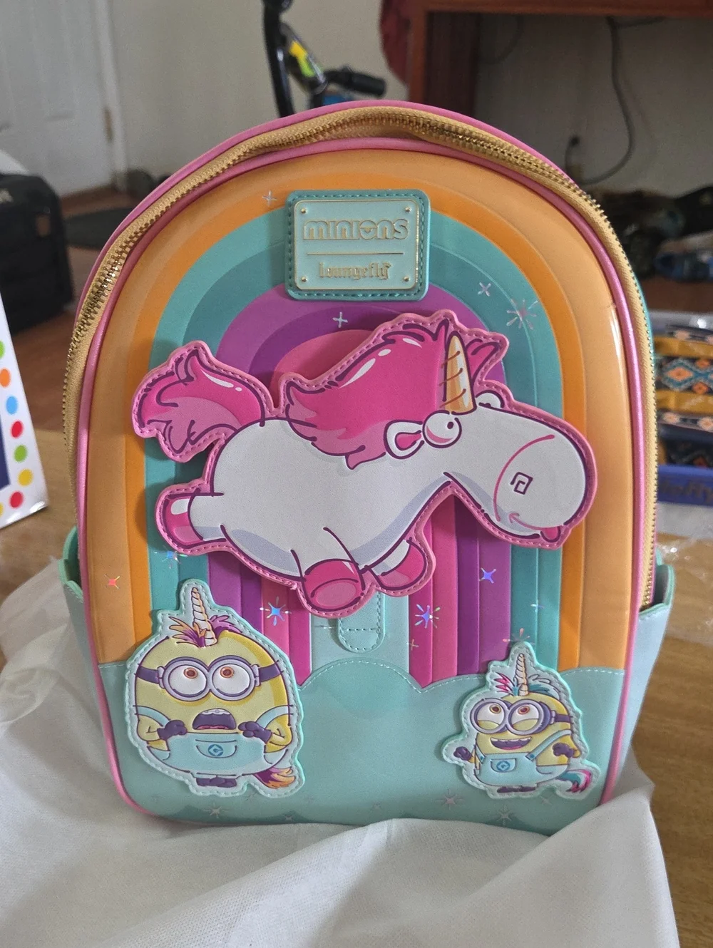 Minions x Loungefly Kids Unicorn Backpack - Pink, Teal & Orange